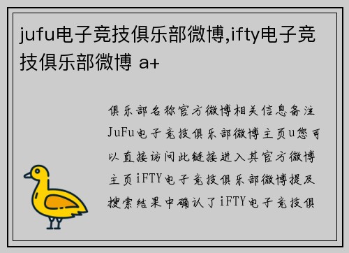 jufu电子竞技俱乐部微博,ifty电子竞技俱乐部微博 a+